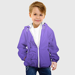 Куртка с капюшоном детская Красивый фиолетовый градиент с цветами, цвет: 3D-белый — фото 2