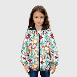 Куртка с капюшоном детская Новогодний декор бумажные разноцветные снежинки, цвет: 3D-черный — фото 2