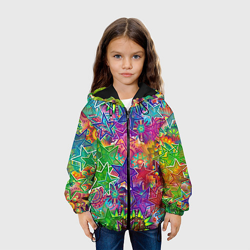 Детская куртка Узоры из разноцветных звёзд / 3D-Черный – фото 3