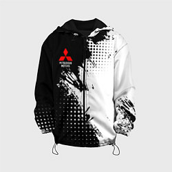 Куртка с капюшоном детская Mitsubishi - черно-белая абстракция, цвет: 3D-черный