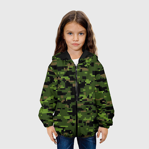 Детская куртка Камуфляж лесной пиксель / 3D-Черный – фото 3