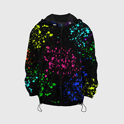 Куртка с капюшоном детская Брызги неоновых красок, цвет: 3D-черный