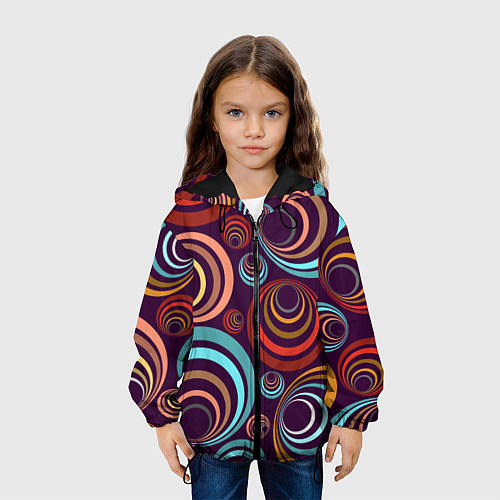 Детская куртка Множество разноцветных окружностей / 3D-Черный – фото 3