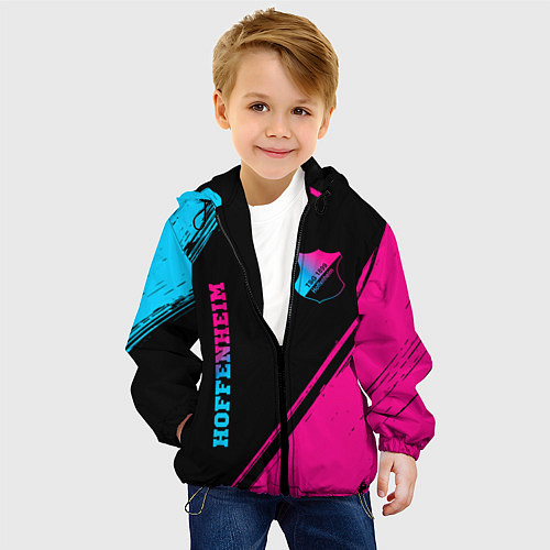 Детская куртка Hoffenheim - neon gradient: надпись, символ / 3D-Черный – фото 4