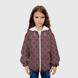 Куртка с капюшоном детская Абстракция коричнево-синие квадраты, цвет: 3D-белый — фото 2