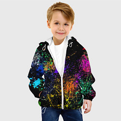 Куртка с капюшоном детская Абстрактные брызги краски, цвет: 3D-белый — фото 2