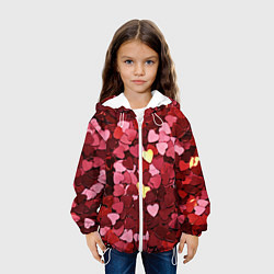 Куртка с капюшоном детская Куча разноцветных сердечек, цвет: 3D-белый — фото 2