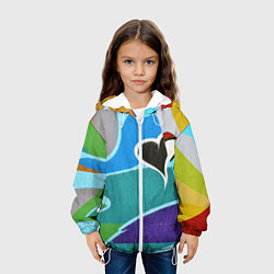 Куртка с капюшоном детская Граффити сердце, цвет: 3D-белый — фото 2
