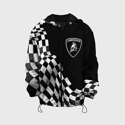 Куртка с капюшоном детская Lamborghini racing flag, цвет: 3D-черный
