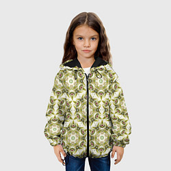 Куртка с капюшоном детская Цветы абстрактные зелёные, цвет: 3D-черный — фото 2