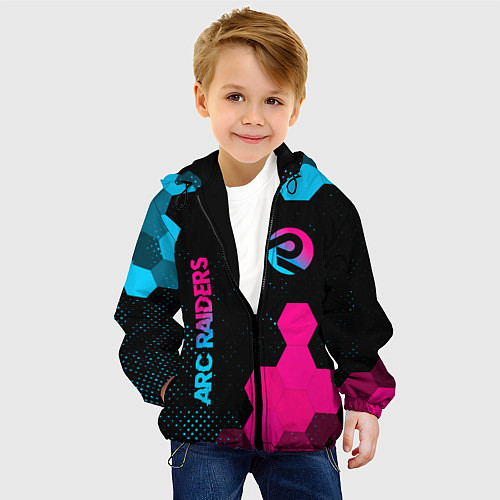 Детская куртка ARC Raiders - neon gradient: надпись, символ / 3D-Черный – фото 4