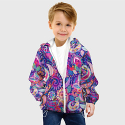 Куртка с капюшоном детская Multi-colored colorful patterns, цвет: 3D-белый — фото 2