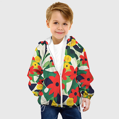Детская куртка Цветочный яркий паттерн / 3D-Белый – фото 4