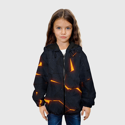Детская куртка Неоновые плиты в разломе / 3D-Черный – фото 3
