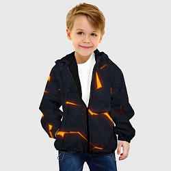 Куртка с капюшоном детская Неоновые плиты в разломе, цвет: 3D-черный — фото 2