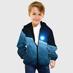 Куртка с капюшоном детская Яркая звезда над горизонтом - космос, цвет: 3D-черный — фото 2