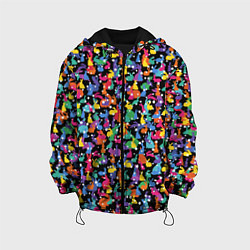 Куртка с капюшоном детская Разноцветные кролики, цвет: 3D-черный