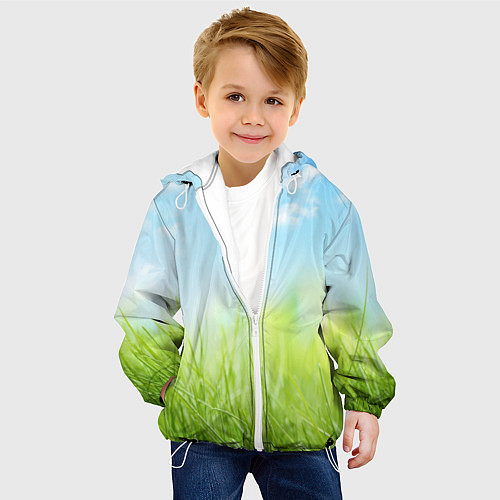 Детская куртка Зелень и небо / 3D-Белый – фото 4