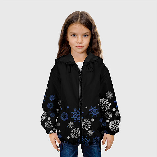 Детская куртка Снежинки - Новогодние / 3D-Черный – фото 3