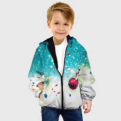 Куртка с капюшоном детская Шарики новогодние, цвет: 3D-черный — фото 2