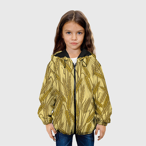 Детская куртка Винтажные колоски пшеницы / 3D-Черный – фото 3