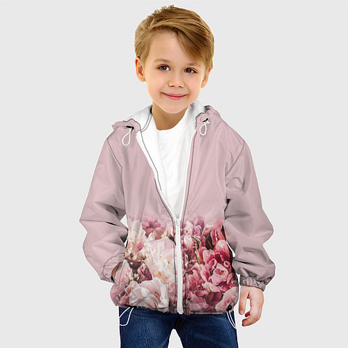 Детская куртка Нежные розовые цветы в букете / 3D-Белый – фото 4