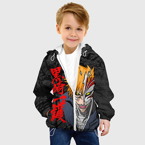 Детская куртка Блич - Ичиго Иероглифы / 3D-Белый – фото 4
