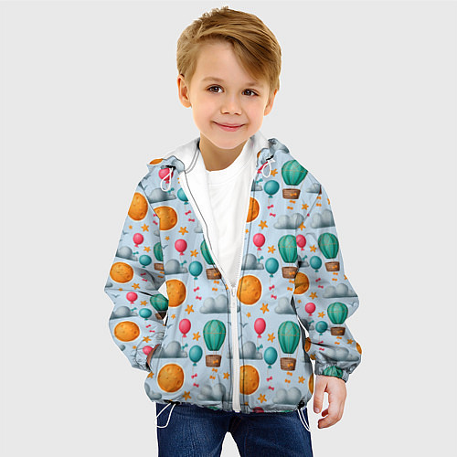 Детская куртка Воздушные шары и луна / 3D-Белый – фото 4
