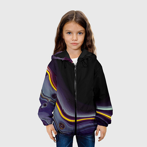 Детская куртка Фиолетовые краски во тьме / 3D-Черный – фото 3