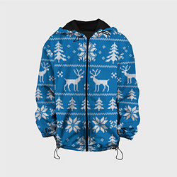 Детская куртка Рождественский синий свитер с оленями