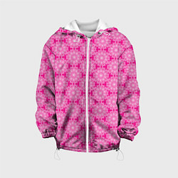 Куртка с капюшоном детская Абстракция розовый узор, цвет: 3D-белый