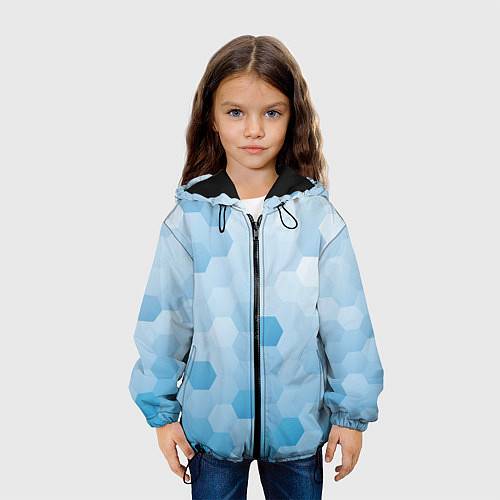 Детская куртка Светло-синяя текстура-паттерн / 3D-Черный – фото 3