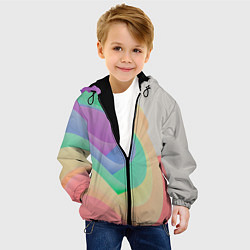 Куртка с капюшоном детская Волнообразные разноцветные листы, цвет: 3D-черный — фото 2