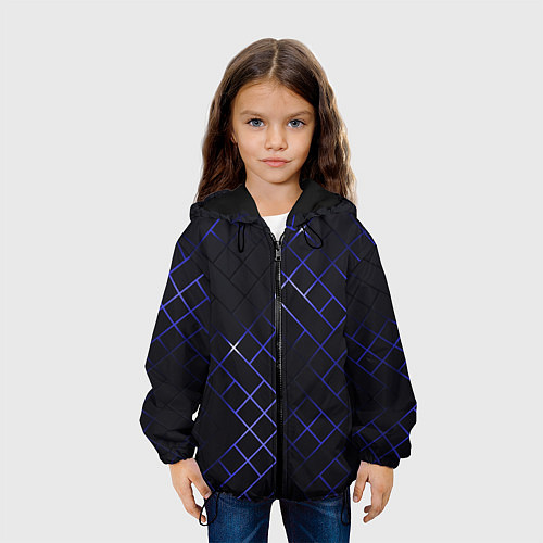 Детская куртка Неоновые ромбы - текстура / 3D-Черный – фото 3