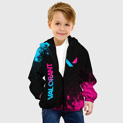 Детская куртка Valorant - neon gradient: надпись, символ / 3D-Черный – фото 4