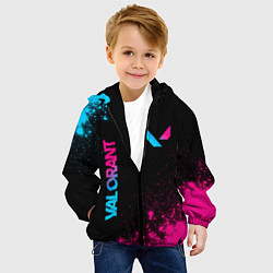 Куртка с капюшоном детская Valorant - neon gradient: надпись, символ, цвет: 3D-черный — фото 2
