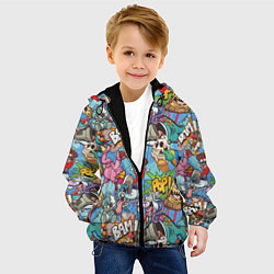 Куртка с капюшоном детская Сумасшедший поп-арт, цвет: 3D-черный — фото 2