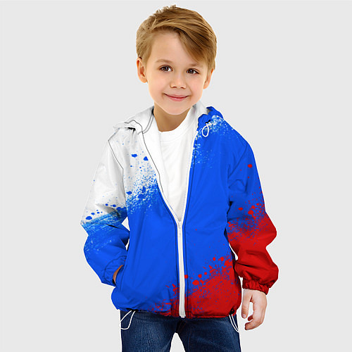 Детская куртка Флаг России - триколор / 3D-Белый – фото 4