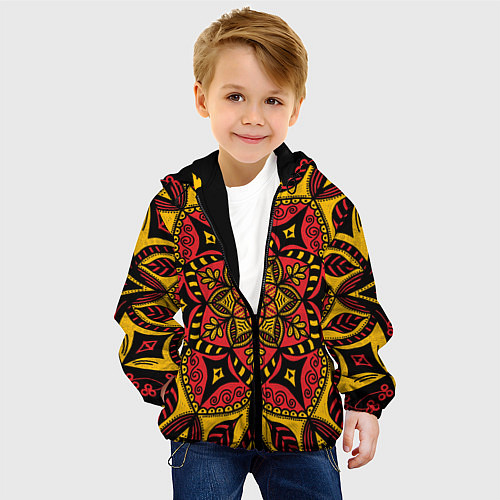 Детская куртка Мандала в стиле хохломы / 3D-Черный – фото 4