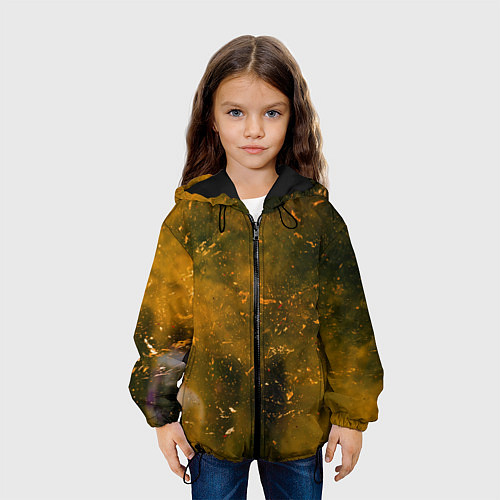 Детская куртка Чёрный туман и золотые краски / 3D-Черный – фото 3