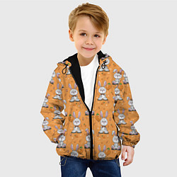 Куртка с капюшоном детская Паттерн из зайчиков, цвет: 3D-черный — фото 2