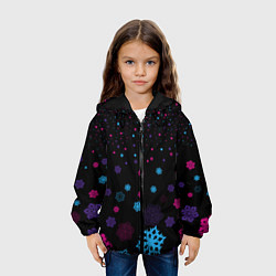 Куртка с капюшоном детская Цветные снежинки, цвет: 3D-черный — фото 2