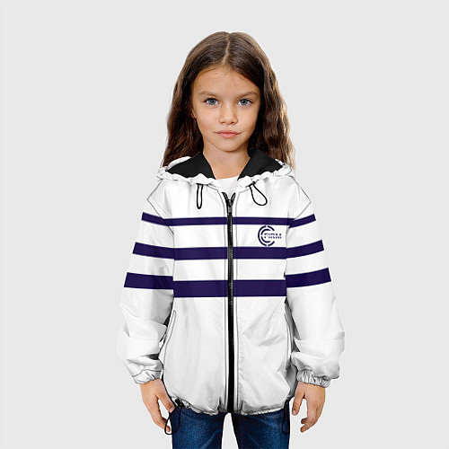 Детская куртка FIRM белая с синими полосами / 3D-Черный – фото 3