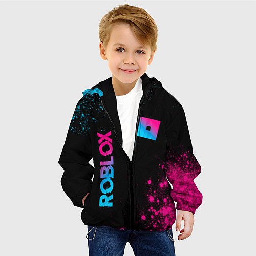 Детская куртка Roblox - neon gradient: надпись, символ / 3D-Черный – фото 4