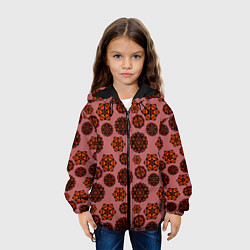 Куртка с капюшоном детская Мандалы на сливовом фоне, цвет: 3D-черный — фото 2