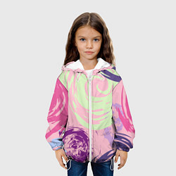 Куртка с капюшоном детская Розовый фон и разноцветные круги, цвет: 3D-белый — фото 2