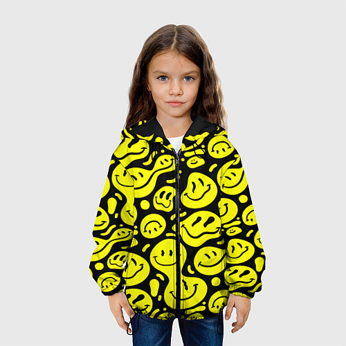 Детская куртка Кислотный желтый смайлик / 3D-Черный – фото 3
