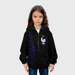 Куртка с капюшоном детская Сборная Франции боковая полоса, цвет: 3D-черный — фото 2