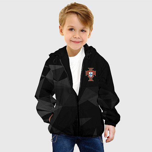 Детская куртка Сборная Португалии треугольники / 3D-Черный – фото 4