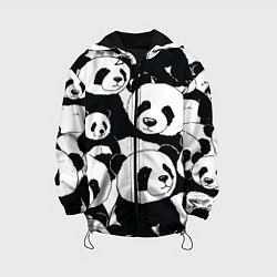 Куртка с капюшоном детская С пандами паттерн, цвет: 3D-черный